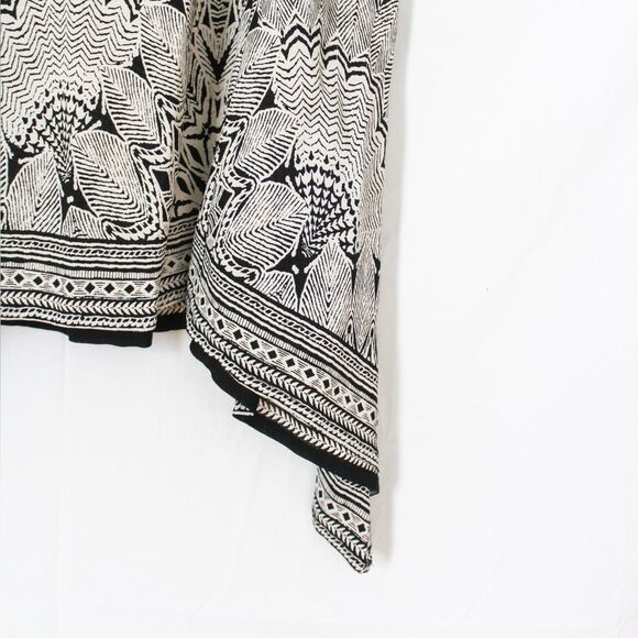 Monsoon Black and White Print Shark Bite Hem Midi Skirt US 12 - Picture 2 of 9